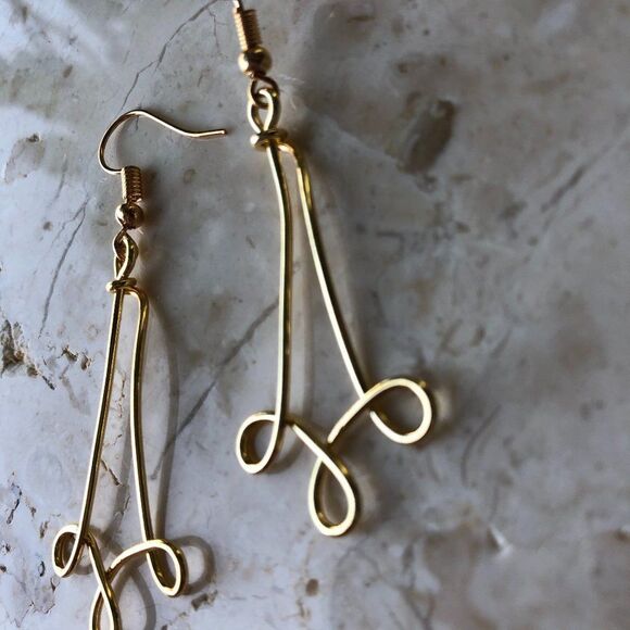 14k Gold Plated Filigree Swirl Dangle Earrings - Picture 8 of 8